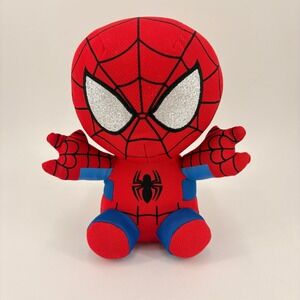 Ty Marvel Spider-Man‎ Beanie Baby Plush 8 Inch Red Blue Glitter Eyes Toy